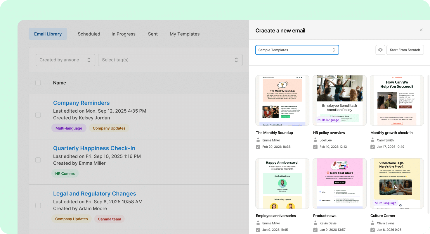 Using the internal email and newsletter template library