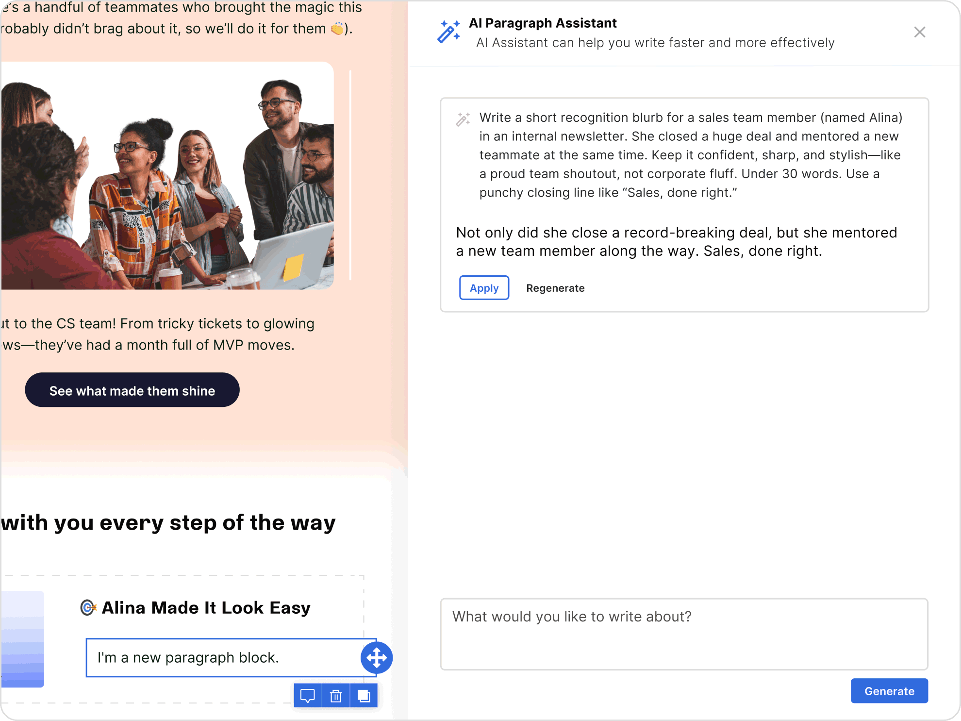 Employee Engagement solutions 4 3 AI editorial assistant