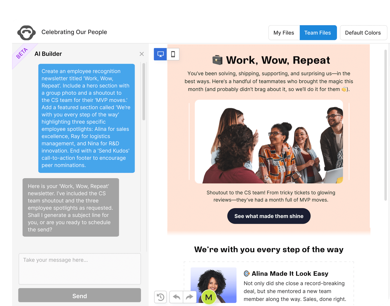 AI Email Builder desktop