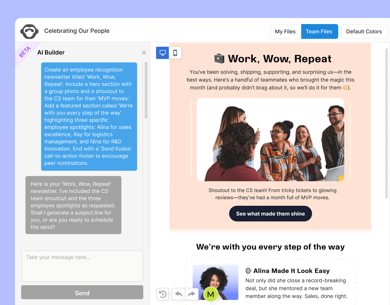 AI Email Builder mobile