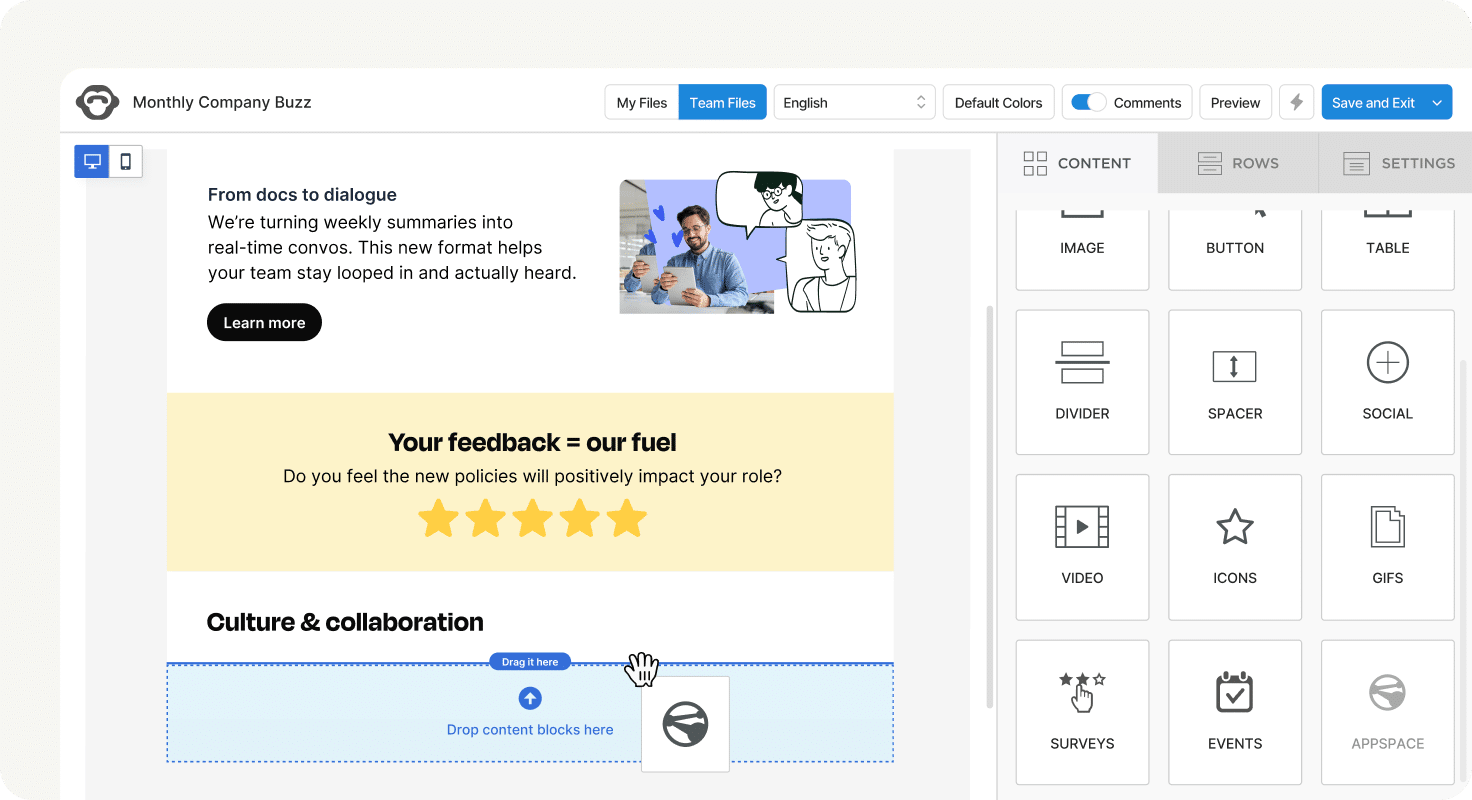 Using the Appspace integration to develop content faster