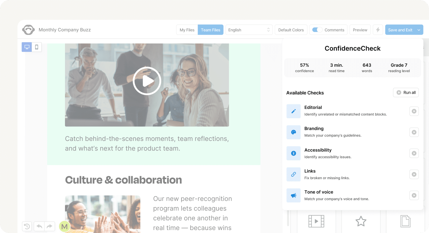 Preventing editorial errors with ConfidenceCheck