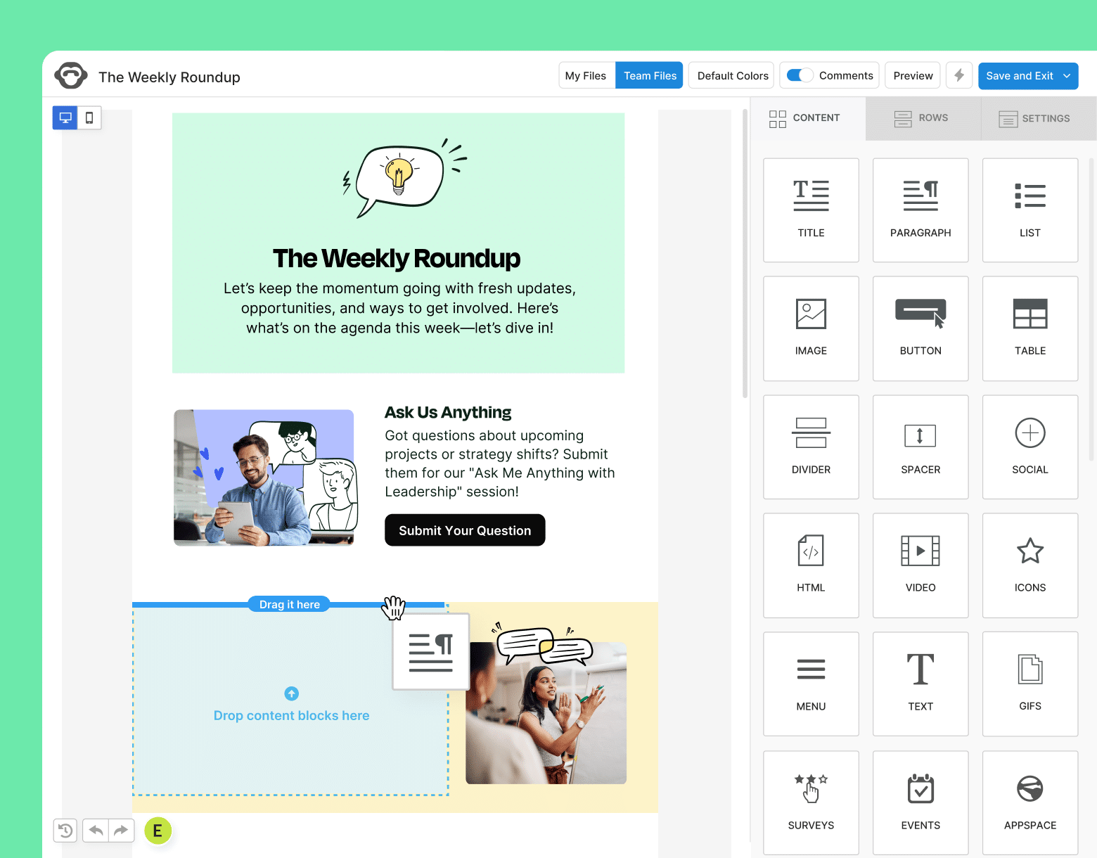 Creating email mobile
