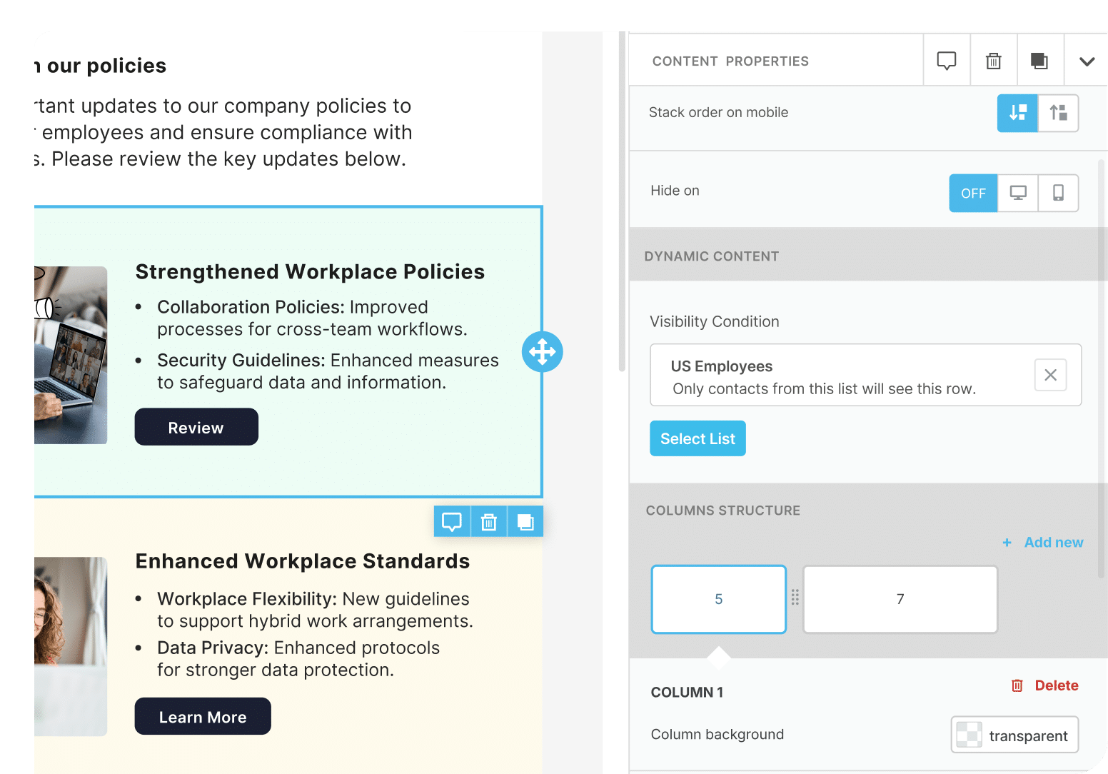 Dynamic content desktop