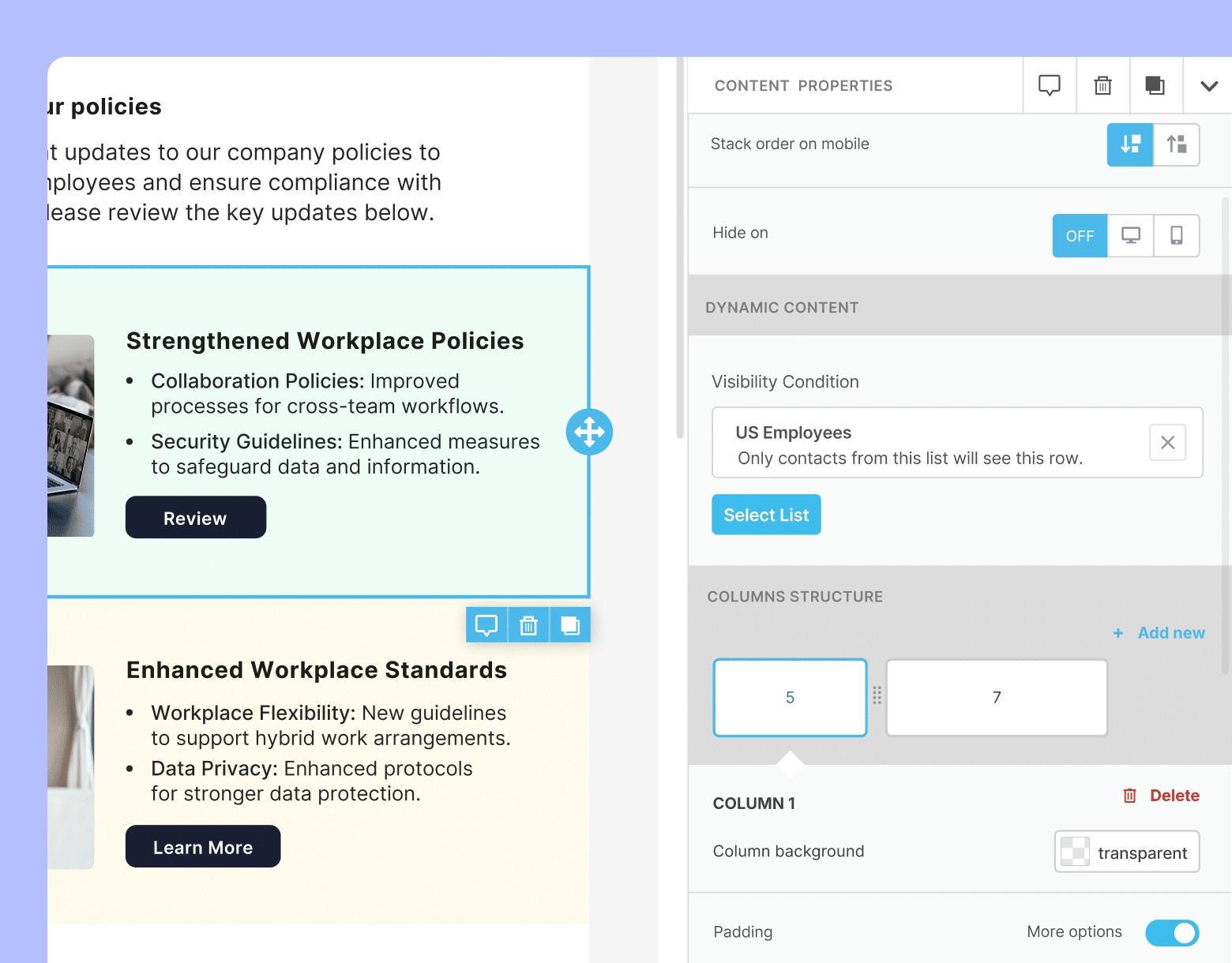 Dynamic content mobile