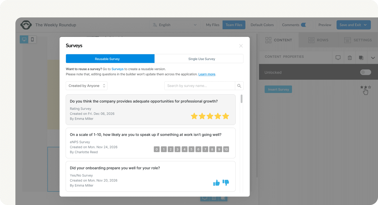 Collecting employee feedback through email