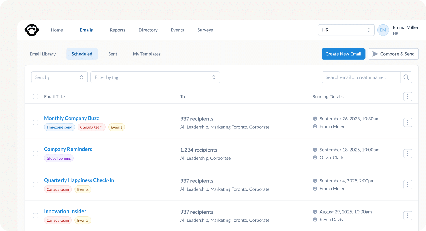 Scheduling emails with Timezone Sending