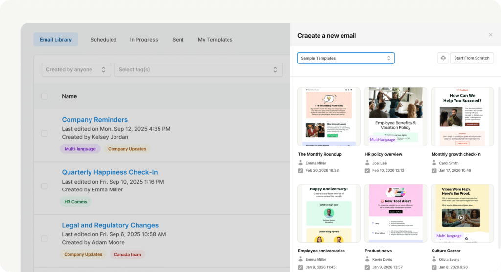 Using the internal email and newsletter template library