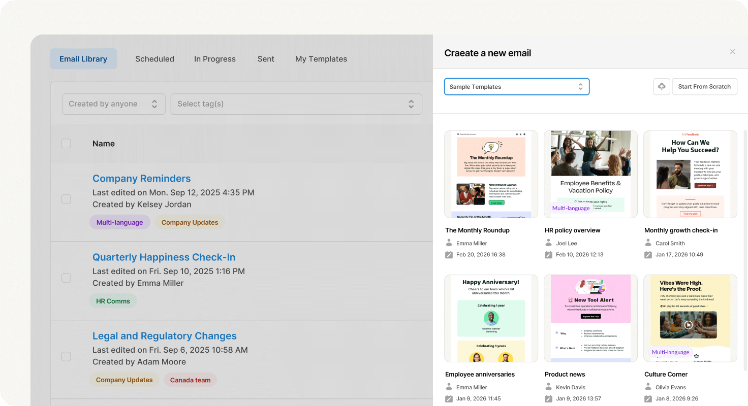 Using the internal email and newsletter template library