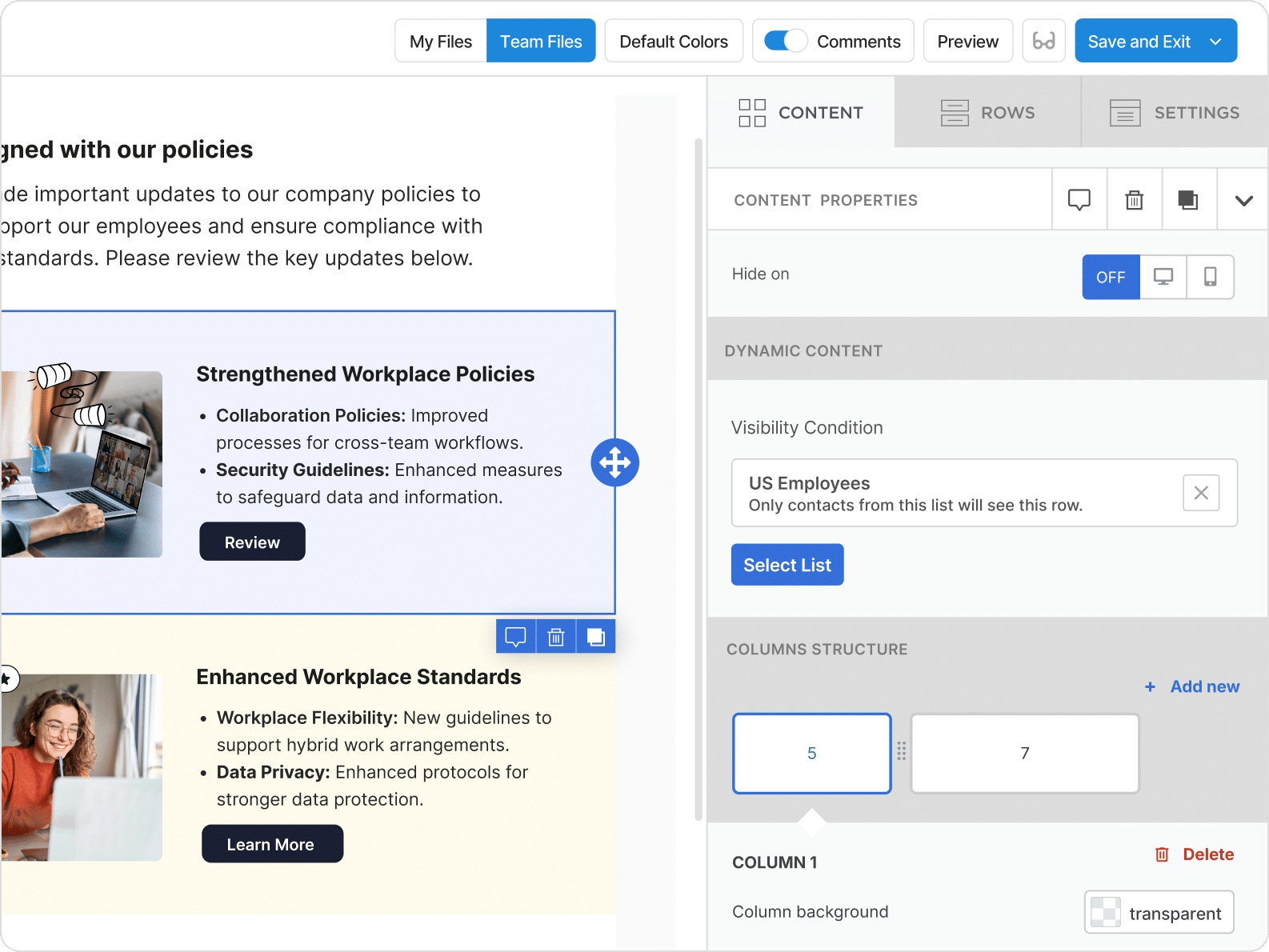 Dynamic Content Step 1