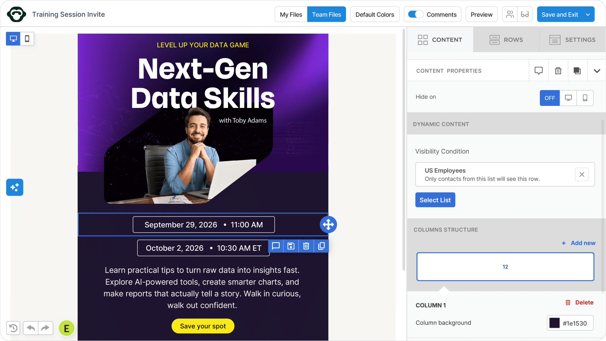 Plan dynamic content scaled